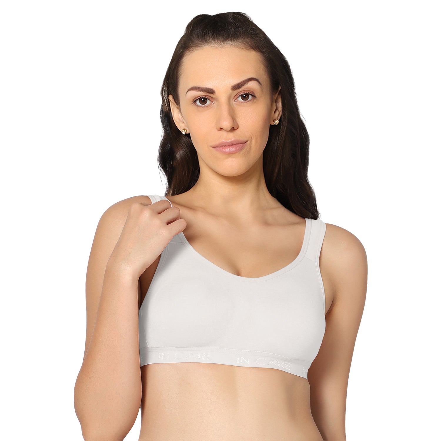 Full Coverage White Non Padded All Day Comfort Workout Sports Bra. – Eden