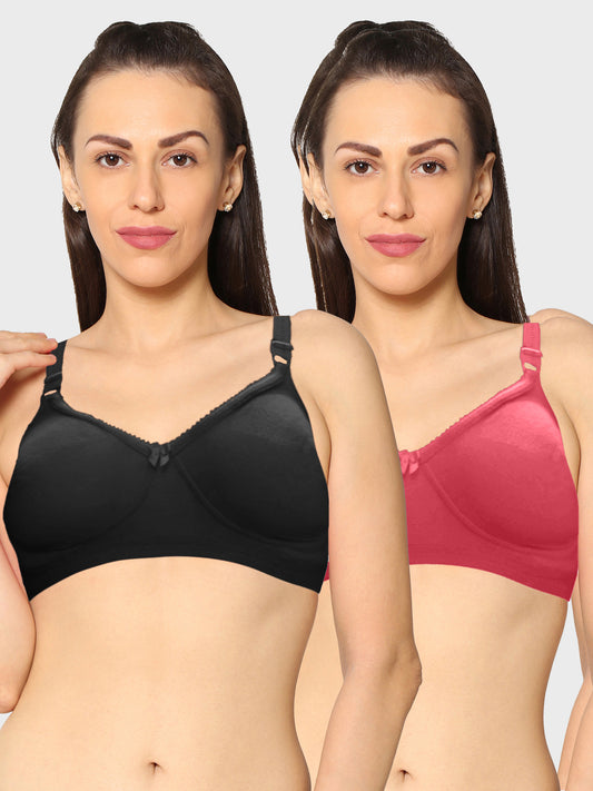 Eden19 Non Wired Non Padded Full Coverage Daily Wear Cooling T-shirt Bra Pack Of 2