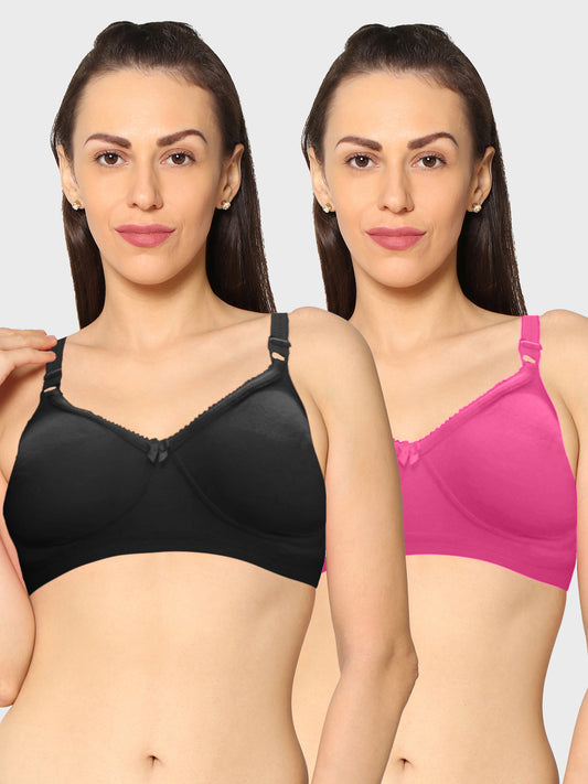 Eden19 Non Wired Non Padded Full Coverage Daily Wear Cooling T-shirt Bra Pack Of 2