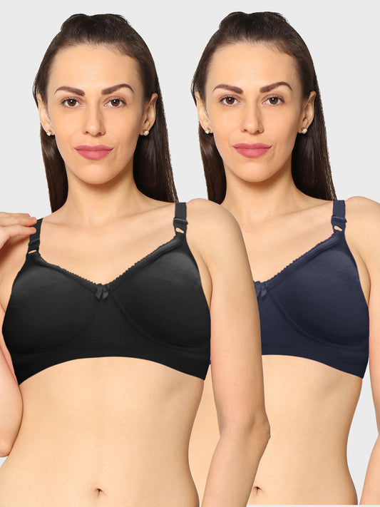 Eden19 Non Wired Non Padded Full Coverage Daily Wear Cooling T-shirt Bra Pack Of 2