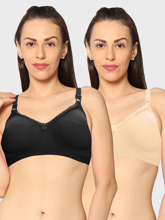 Eden19 Non Wired Non Padded Full Coverage Daily Wear Cooling T-shirt Bra Pack Of 2