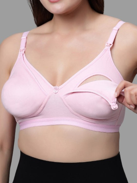 Full Coverage Non Padded Nursing Bra Pink color (Pack of 1)