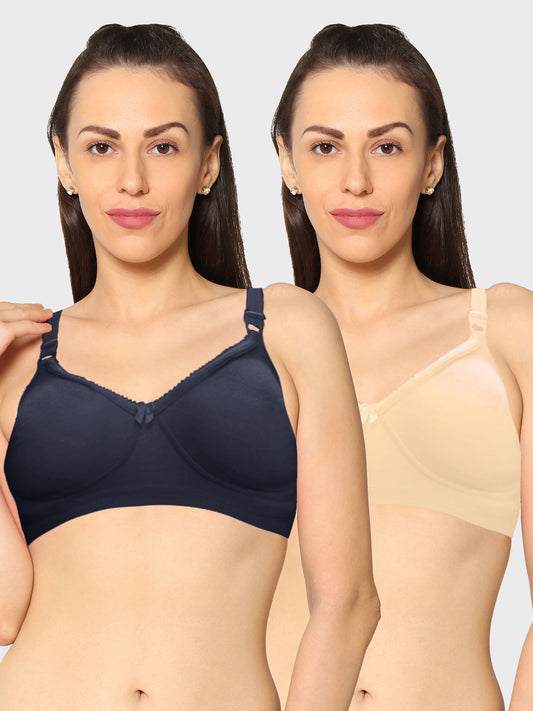 Eden19 Non Wired Non Padded Full Coverage Daily Wear Cooling T-shirt Bra Pack Of 2