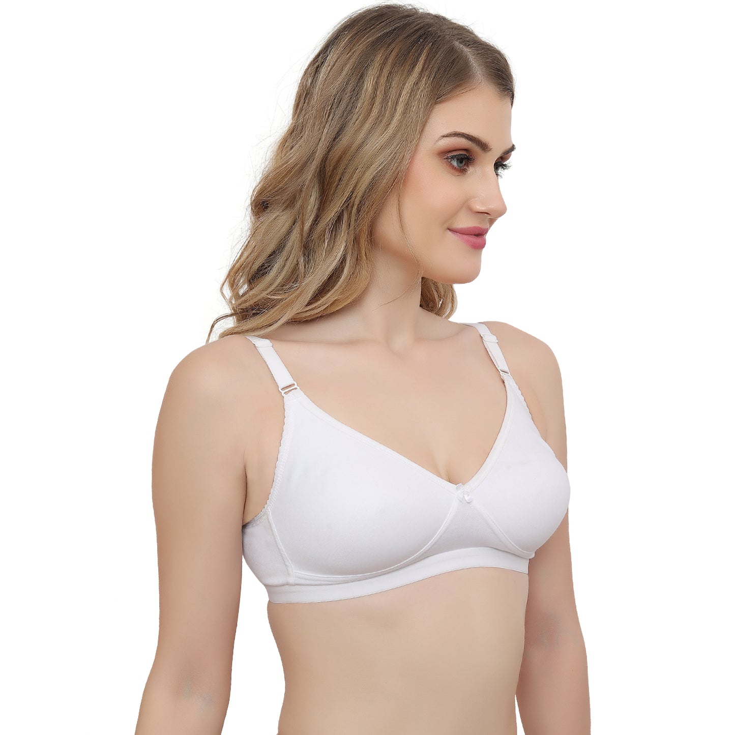 plus size White Non padded Medium coverage Daily Wear T Shirt Bra.