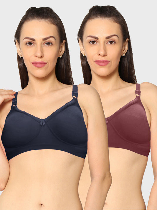 Eden19 Non Wired Non Padded Full Coverage Daily Wear Cooling T-shirt Bra Pack Of 2