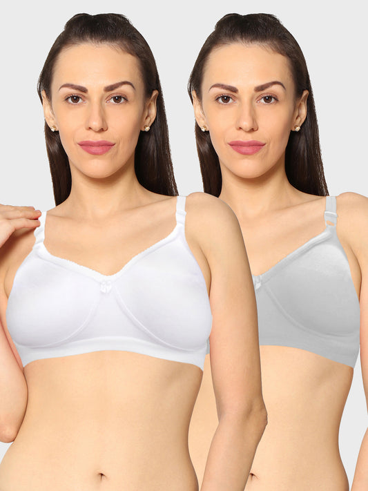 Eden19 Non Wired Non Padded Full Coverage Daily Wear Cooling T-shirt Bra Pack Of 2