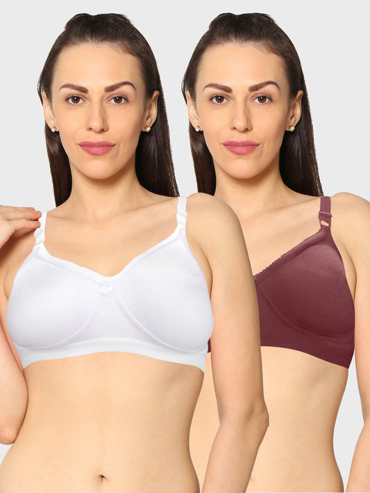 Eden19 Non Wired Non Padded Full Coverage Daily Wear Cooling T-shirt Bra Pack Of 2