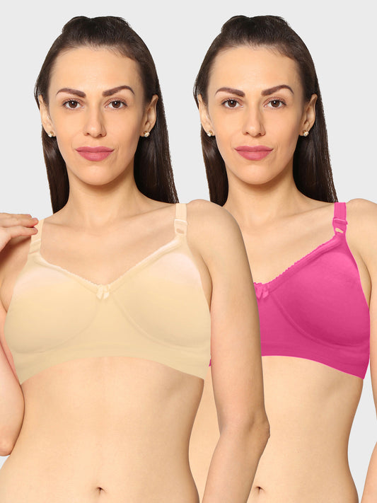 Eden19 Non Wired Non Padded Full Coverage Daily Wear Cooling T-shirt Bra Pack Of 2