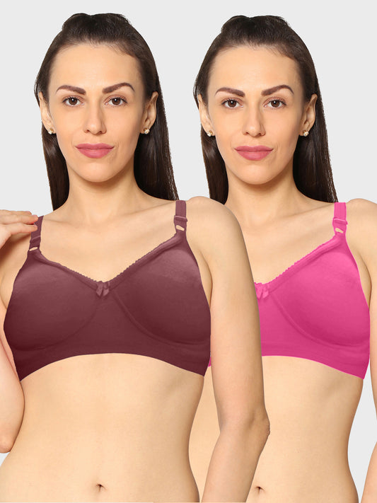 Eden19 Non Wired Non Padded Full Coverage Daily Wear Cooling T-shirt Bra Pack Of 2