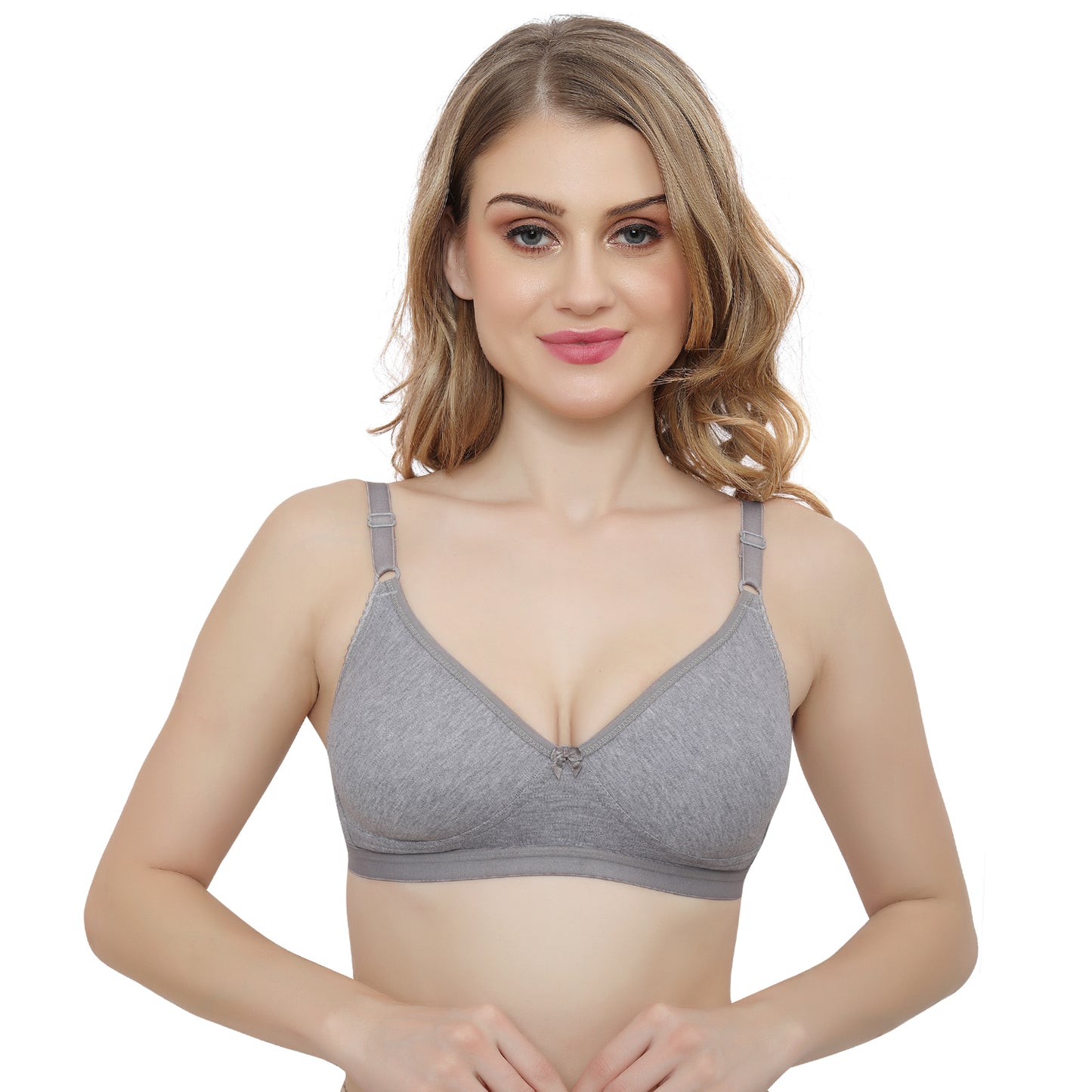 Plus Size Mélange Grey Non padded Medium Coverage Daily Wear T Shirt Bra.