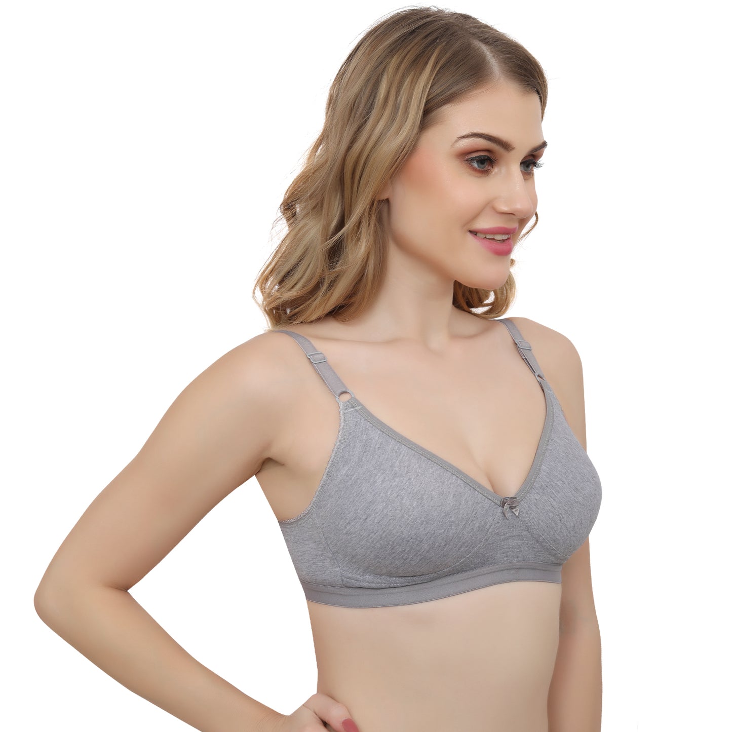 Plus Size Mélange Grey Non padded Medium Coverage Daily Wear T Shirt Bra.