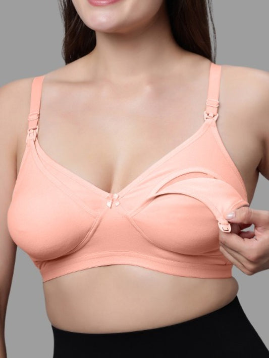 Full Coverage Non Padded Nursing Bra Peach color (Pack of 1)