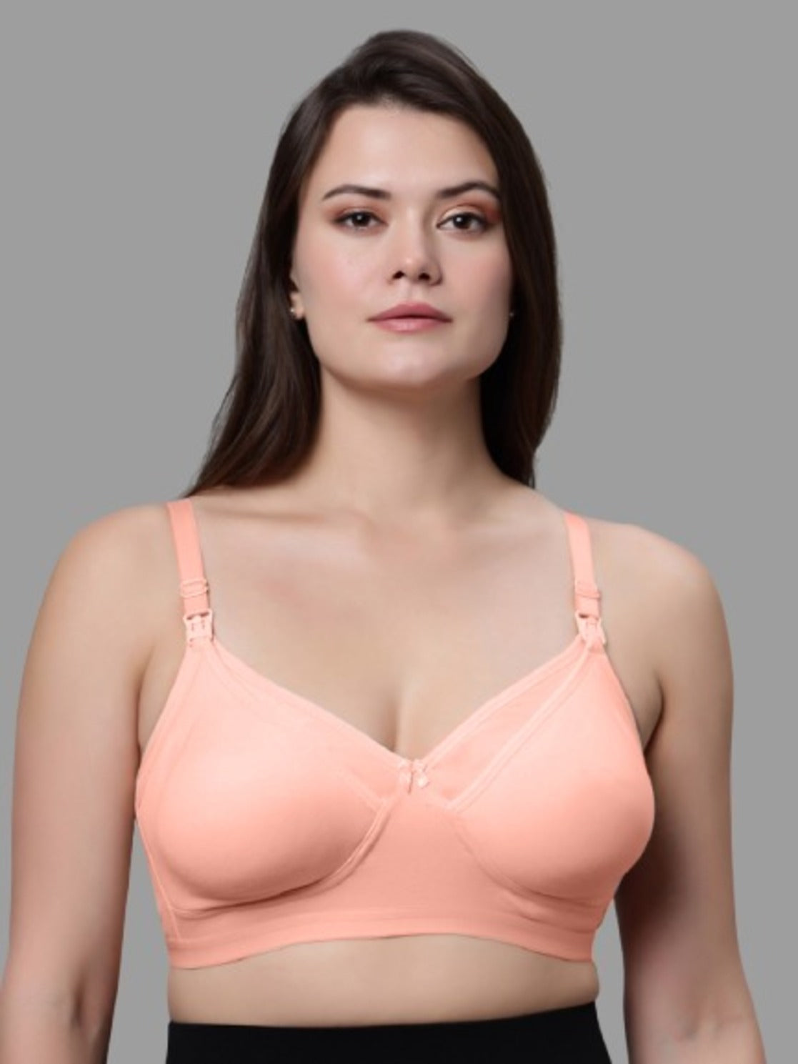 Full Coverage Non Padded Nursing Bra Peach color (Pack of 1)