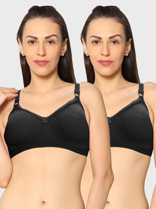 Eden19 Non Wired Non Padded Full Coverage Daily Wear Cooling T-shirt Bra Pack Of 2