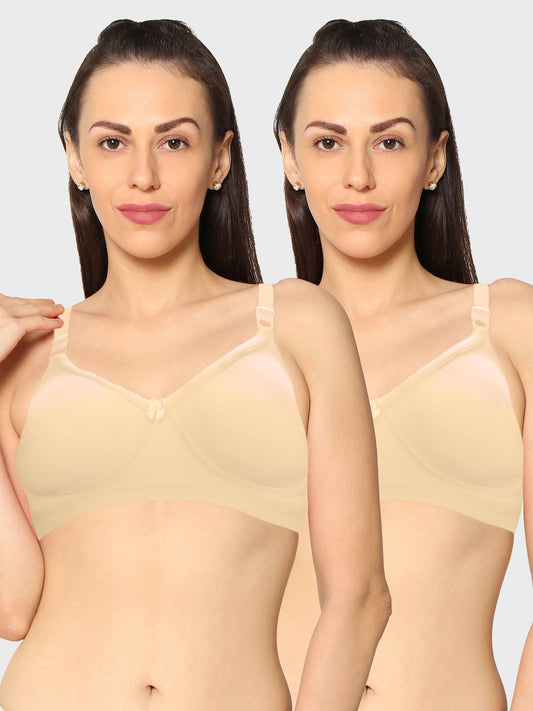 Eden19 Non Wired Non Padded Full Coverage Daily Wear Cooling T-shirt Bra Pack Of 2