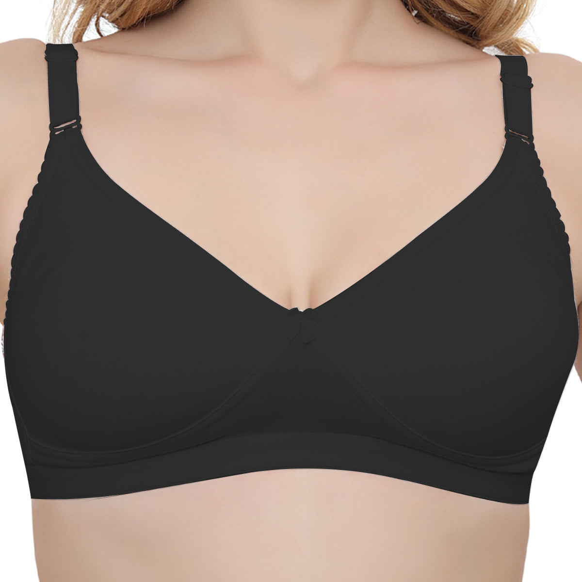 Plus Size Black Non Padded Medium Coverage Daily Wear T Shirt Bra.