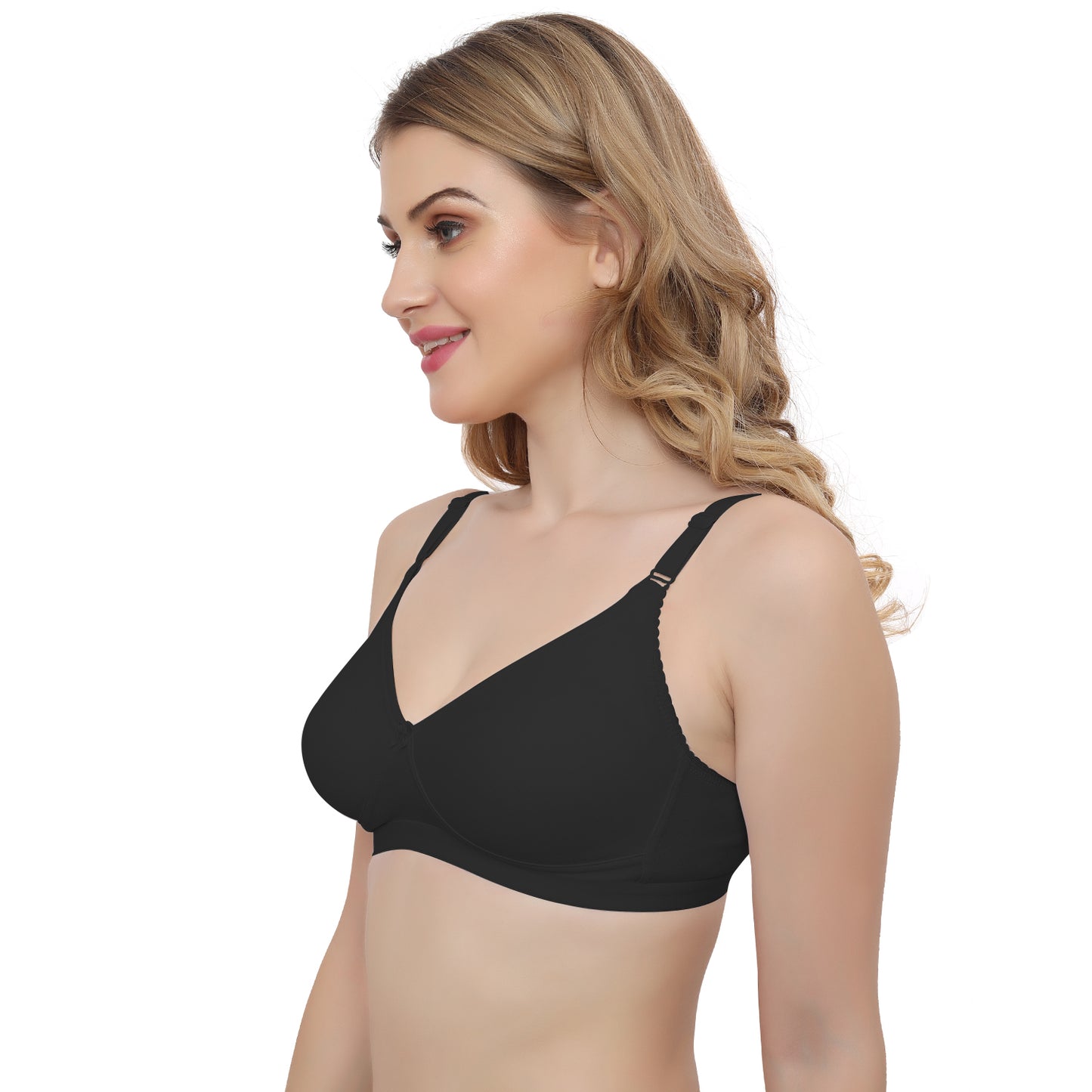 Plus Size Black Non Padded Medium Coverage Daily Wear T Shirt Bra.