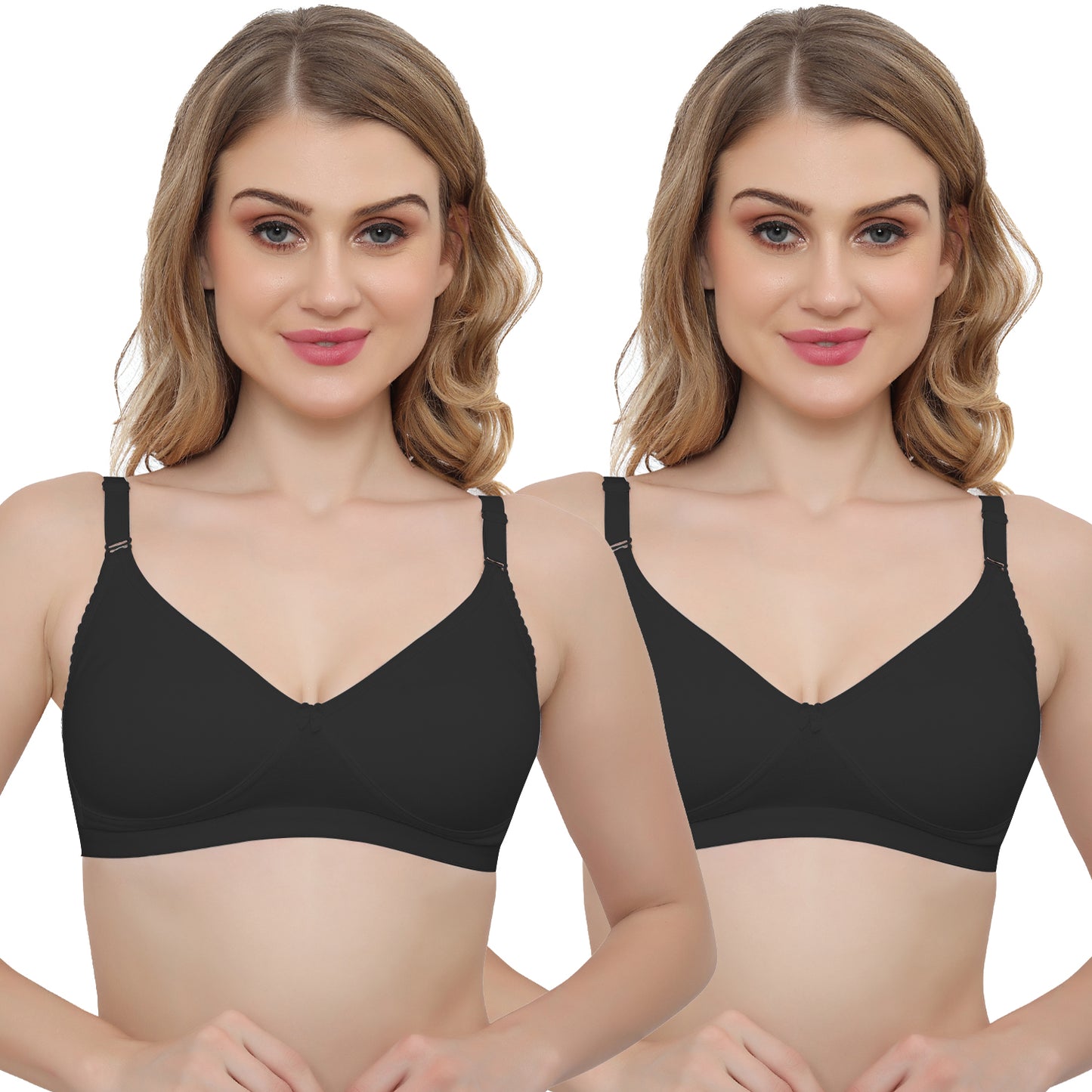 Plus Size Non Padded Medium Coverage Daily Wear T Shirt Bra Pack Of 2.