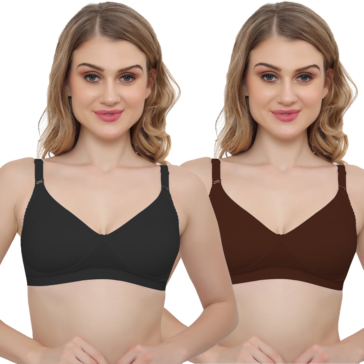 Plus Size Non padded Medium Coverage Daily Wear T Shirt Bra Pack Of 2.