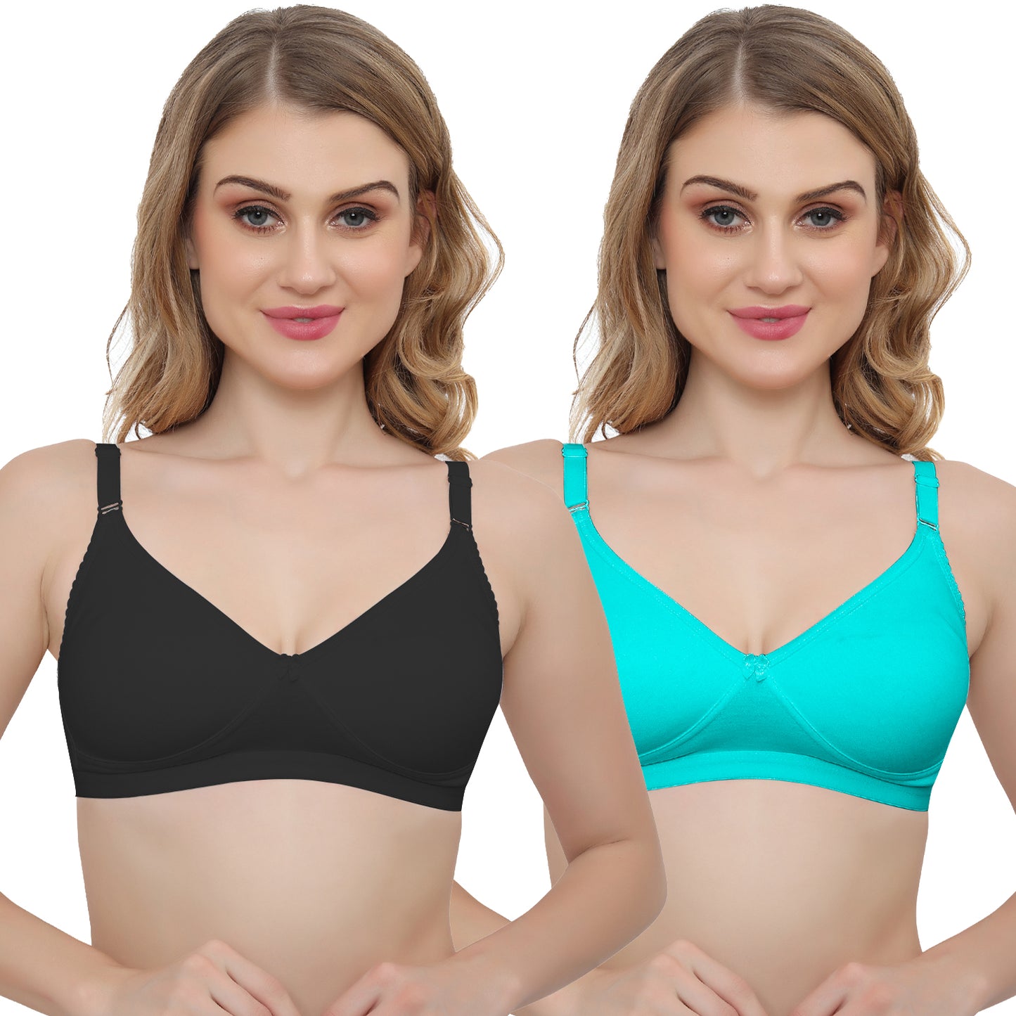 Plus Size Non Padded Medium Coverage Daily Wear T Shirt Bra Pack Of 2.