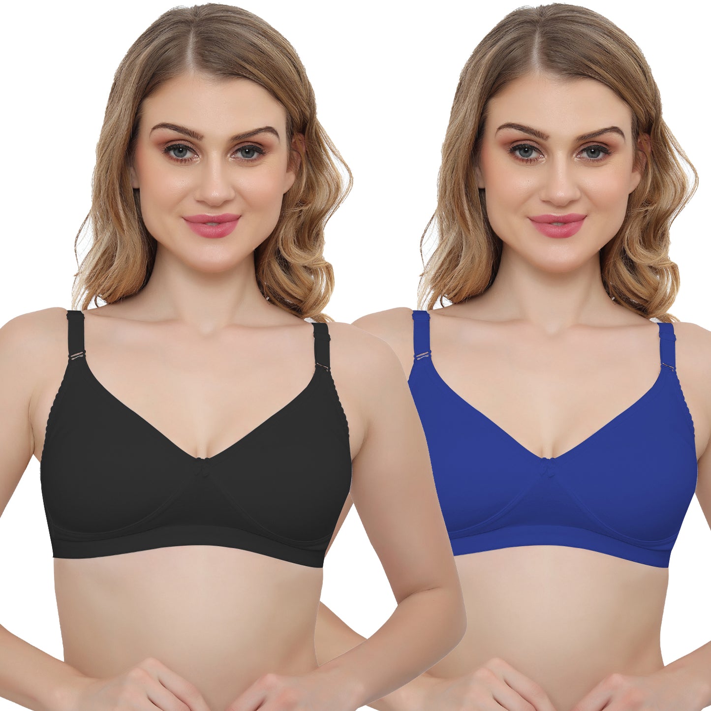 Plus Size Non Padded Medium Coverage Daily Wear T Shirt Bra Pack Of 2.