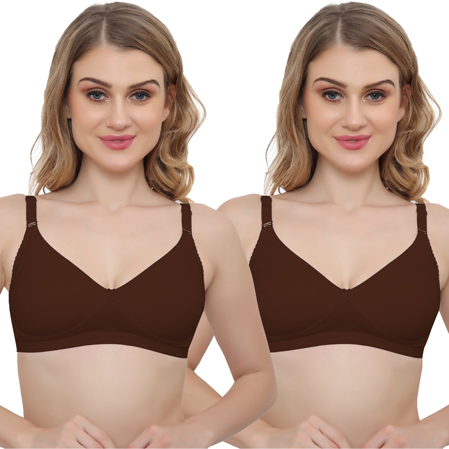 Plus Size Non Padded Medium Coverage Daily Wear T Shirt Bra Pack Of 2.