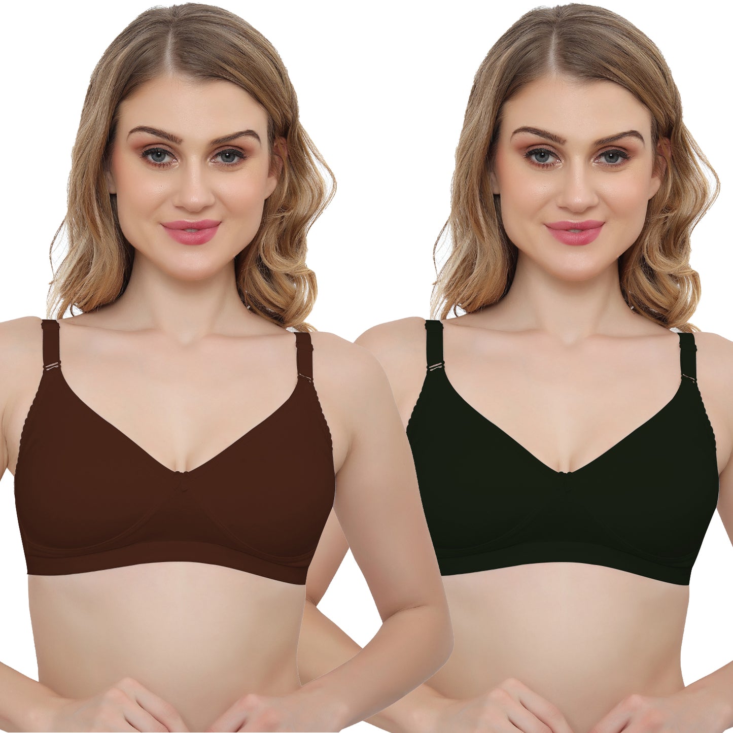 Plus Size Non Padded Medium Coverage Daily Wear T Shirt Bra Pack Of 2.