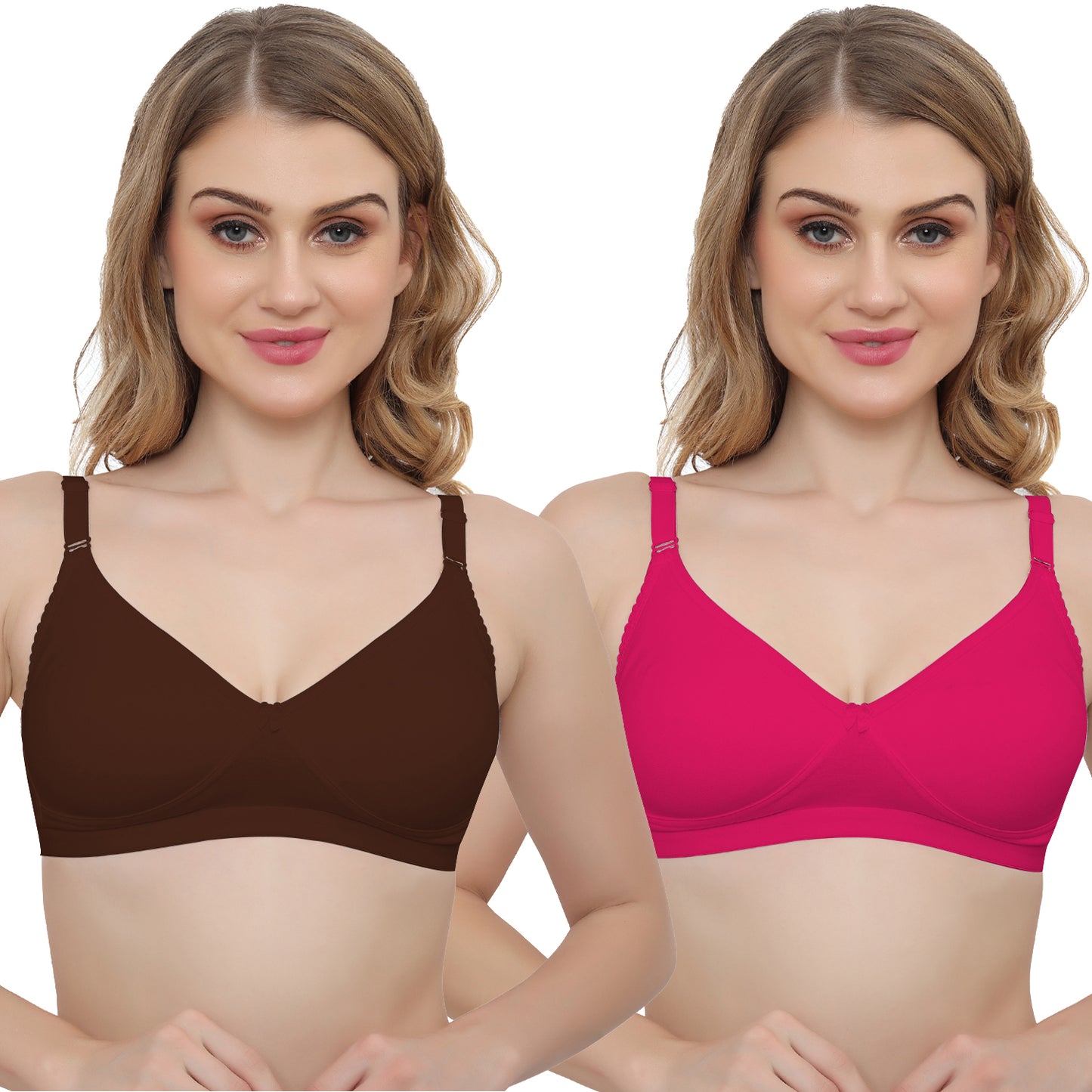 Plus Size Non Padded Medium Coverage Daily Wear T Shirt Bra Pack Of 2.