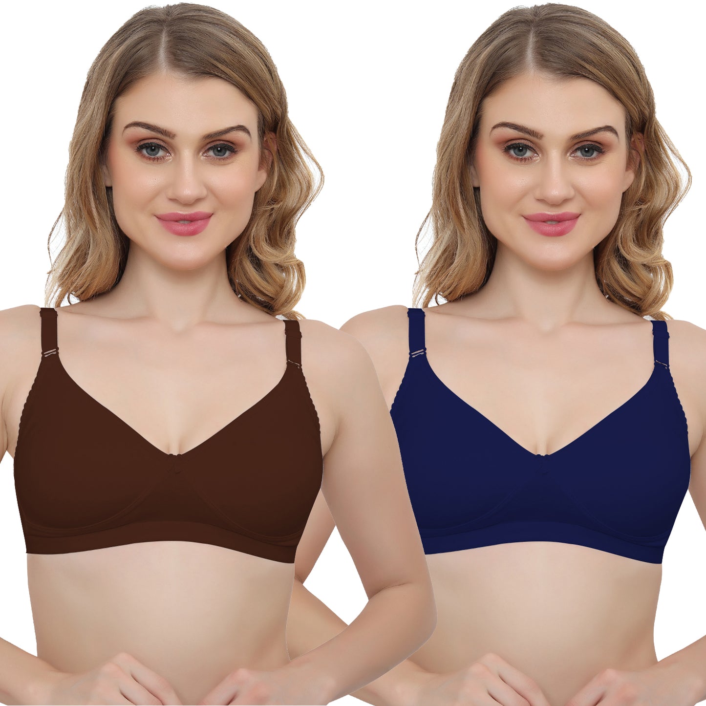 Plus Size Non Padded Medium Coverage Daily Wear T Shirt Bra Pack Of 2.