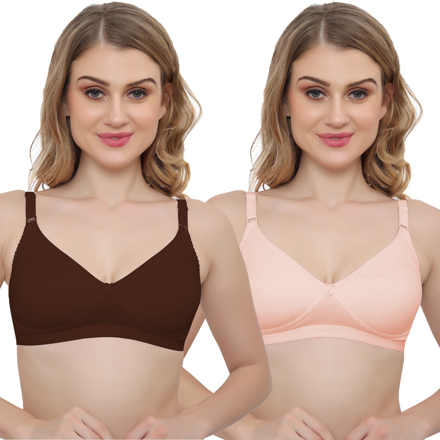 Plus Size Non Padded Medium Coverage Daily Wear T Shirt Bra Pack Of 2.