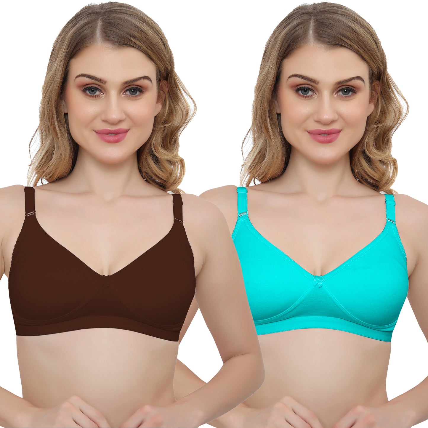 Plus Size Non Padded Medium Coverage Daily Wear T Shirt Bra Pack Of 2.