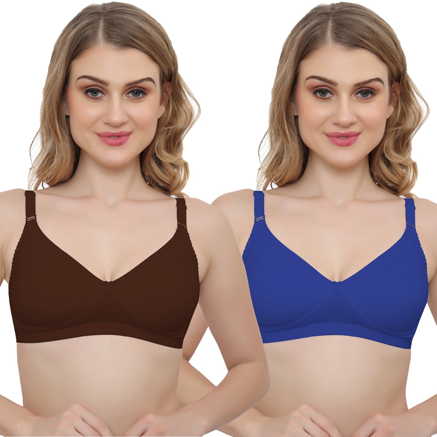 Plus Size Non Padded Medium Coverage Daily Wear T Shirt Bra Pack Of 2.