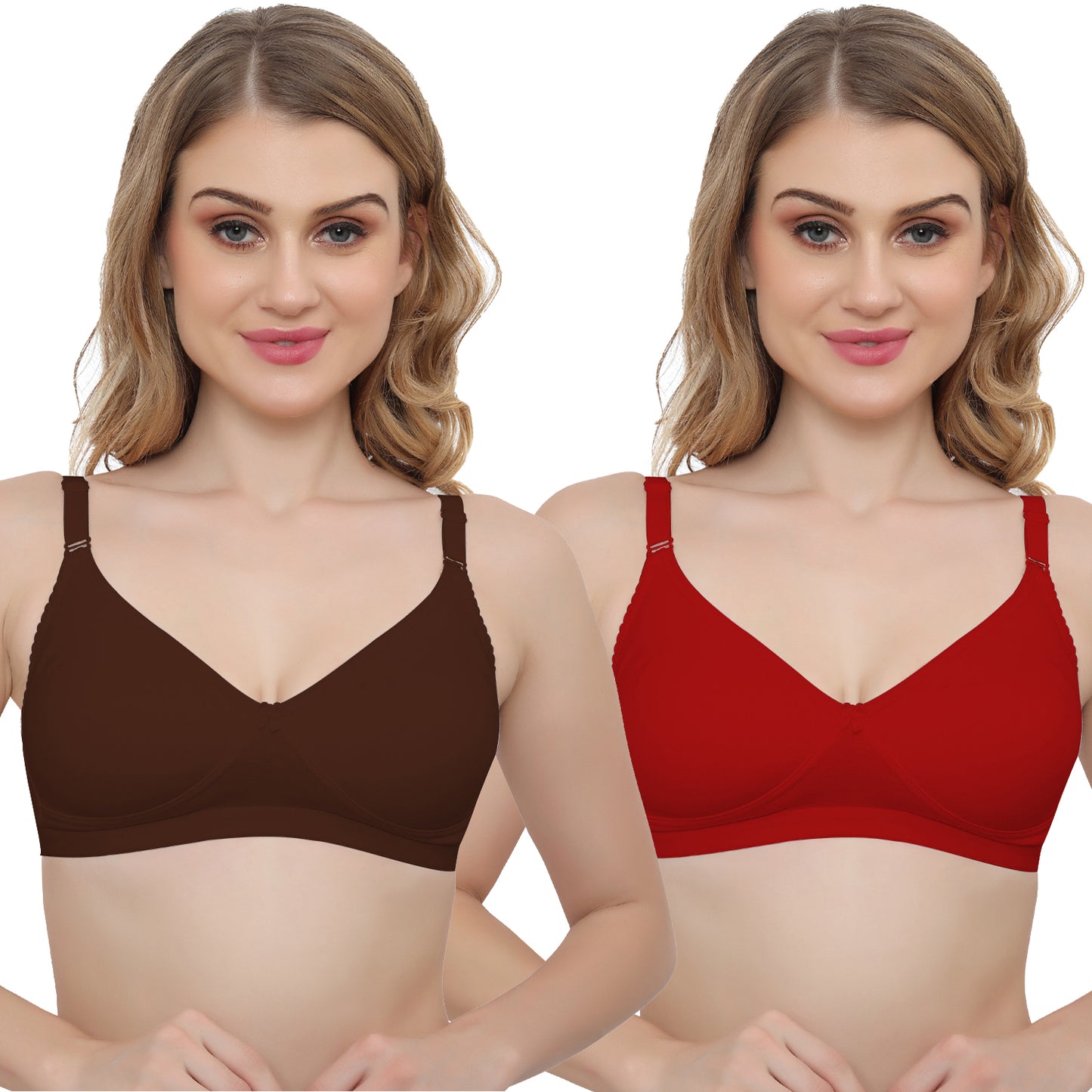 Plus Size Non Padded Medium Coverage Daily Wear T Shirt Bra Pack Of 2.