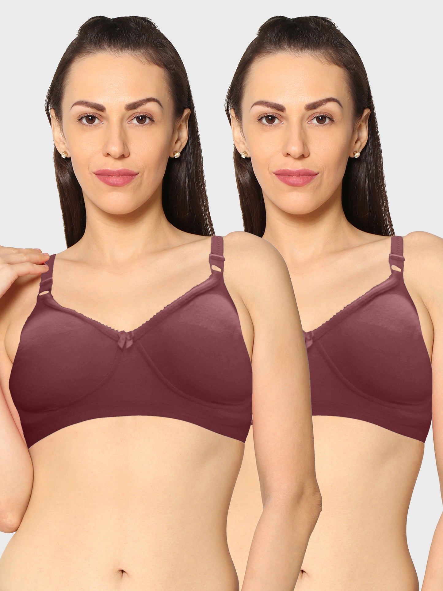 Eden19 Non Wired Non Padded Full Coverage Daily Wear Cooling T-shirt Bra Pack Of 2