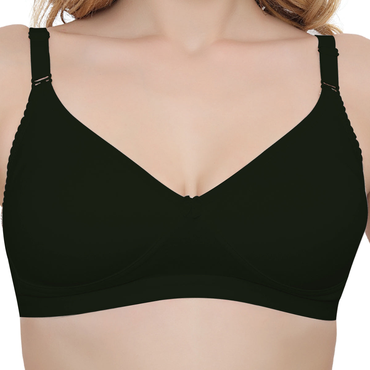 Plus Size Black Non Padded Medium Coverage Daily Wear T Shirt Bra Pack Of 2.