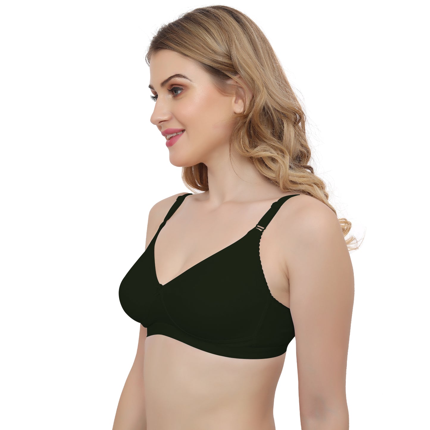 Plus Size Black Non Padded Medium Coverage Daily Wear T Shirt Bra Pack Of 2.