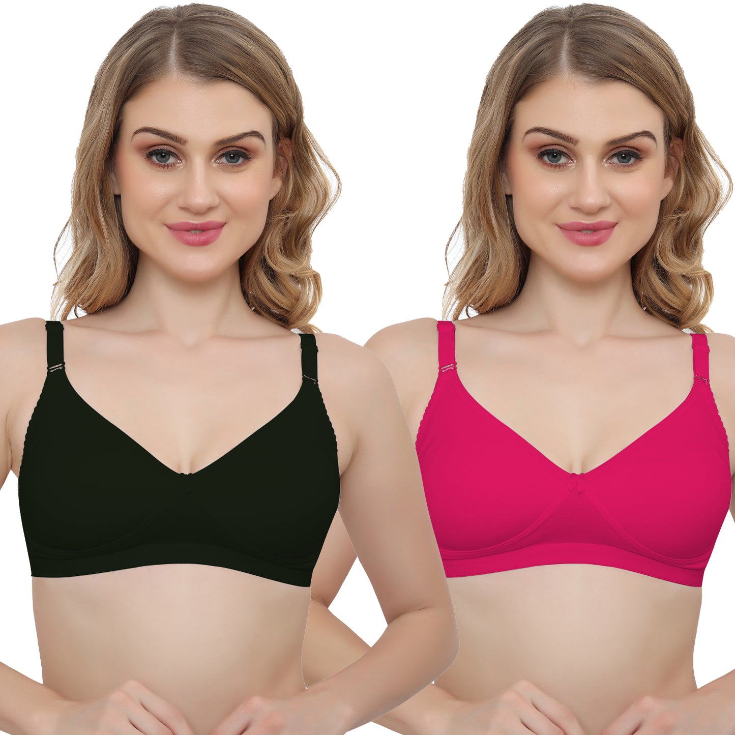 Plus Size Non Padded Medium Coverage Daily Wear T Shirt Bra Pack Of 2.