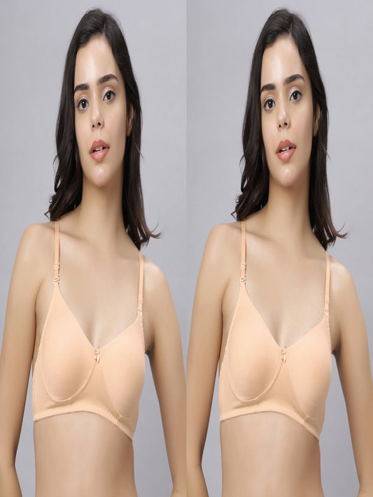 Eden103 Full Coverage Non Padded Skin color Bra (pack of 2)