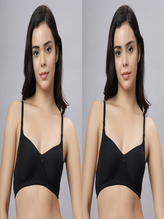 Eden103 Full Coverage Non Padded Black color Bra (pack of 2)