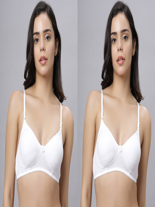 Eden103 Full Coverage Non Padded White color Bra (pack of 2)