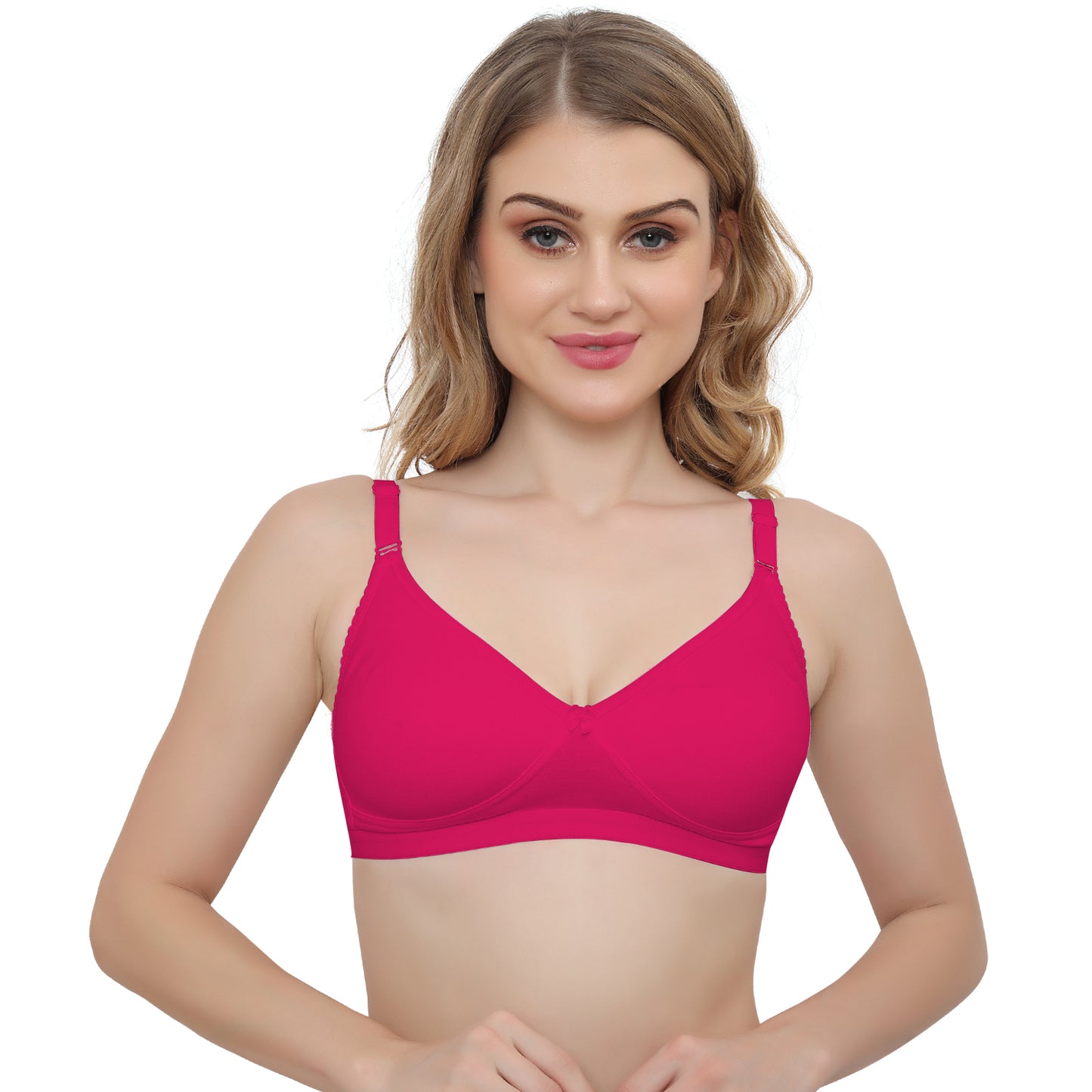 Plus Size Magenta Non padded Medium Coverage Daily Wear T Shirt Bra.