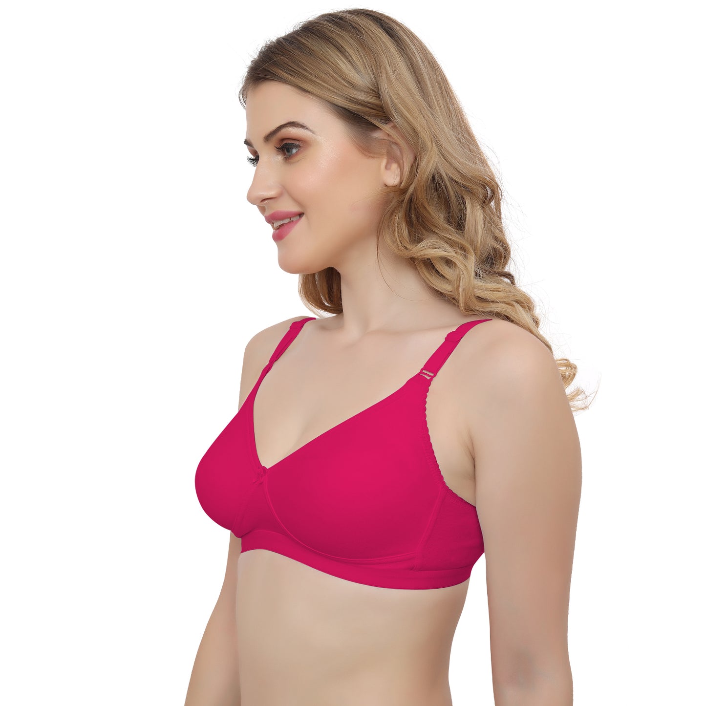 Plus Size Magenta Non padded Medium Coverage Daily Wear T Shirt Bra.