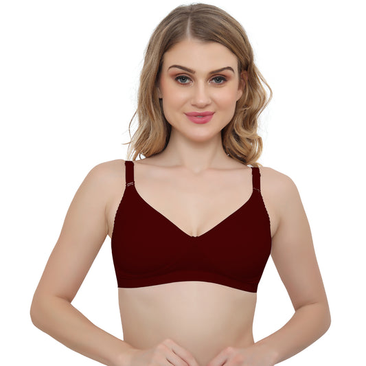 Plus Size Maroon Non padded Medium Coverage Daily Wear T Shirt Bra.