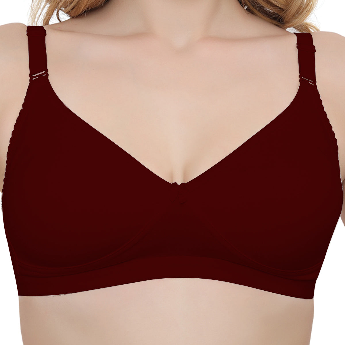 Plus Size Maroon Non padded Medium Coverage Daily Wear T Shirt Bra.