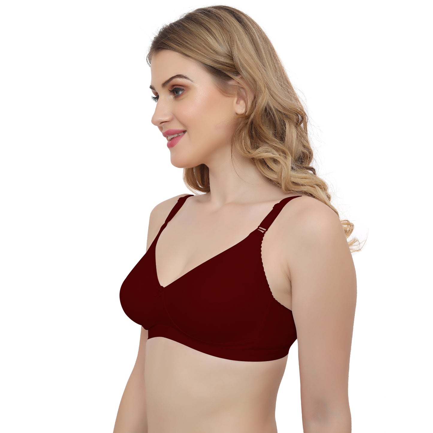 Plus Size Maroon Non padded Medium Coverage Daily Wear T Shirt Bra.