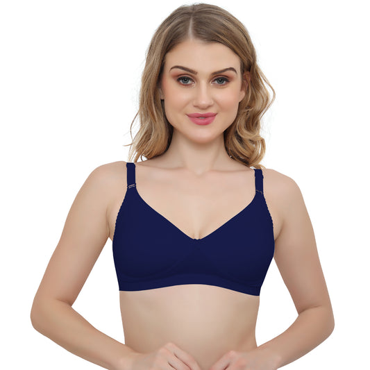 Plus Size Navy Blue Non padded Medium Coverage Daily Wear T Shirt Bra.