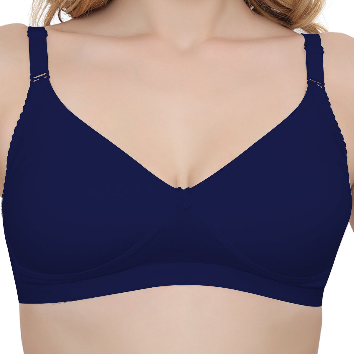 Plus Size Navy Blue Non padded Medium Coverage Daily Wear T Shirt Bra.