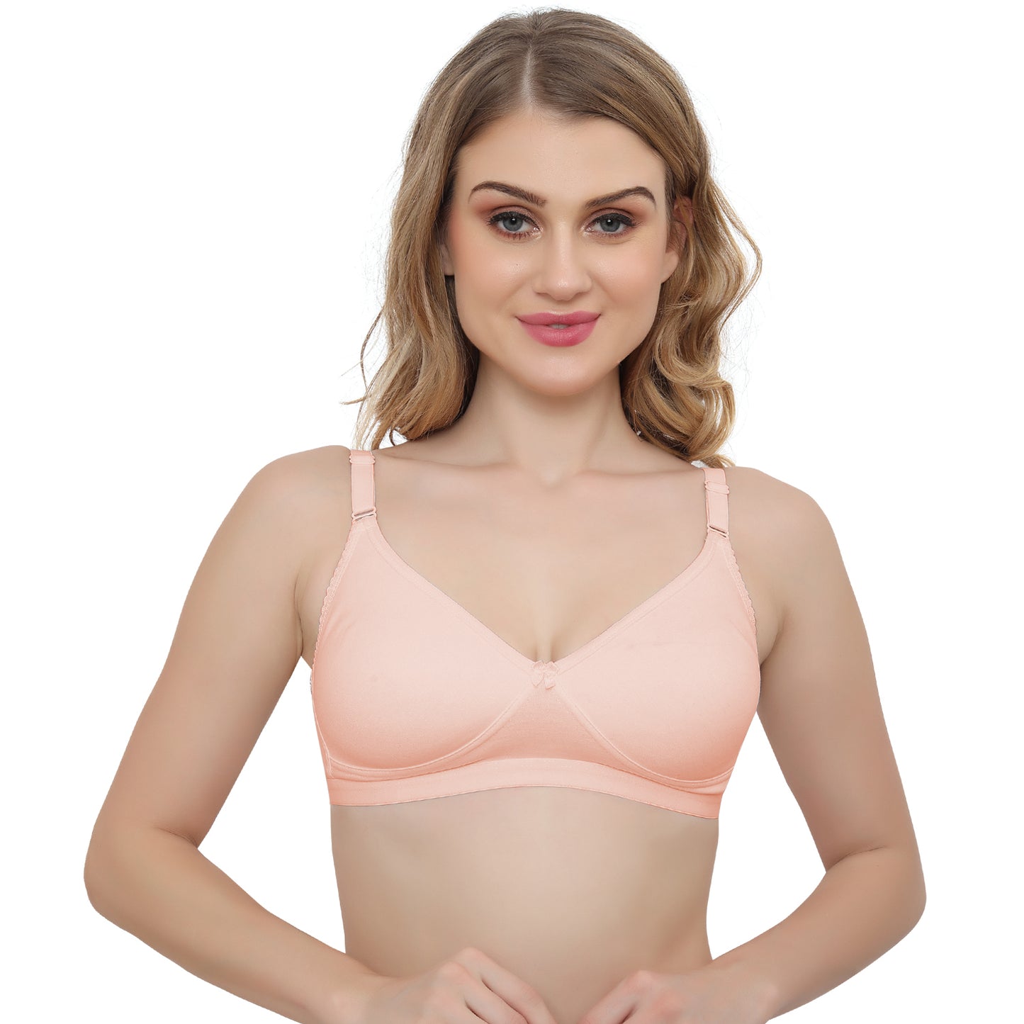 Plus Size Peach Non Padded Medium Coverage Daily Wear T Shirt Bra.