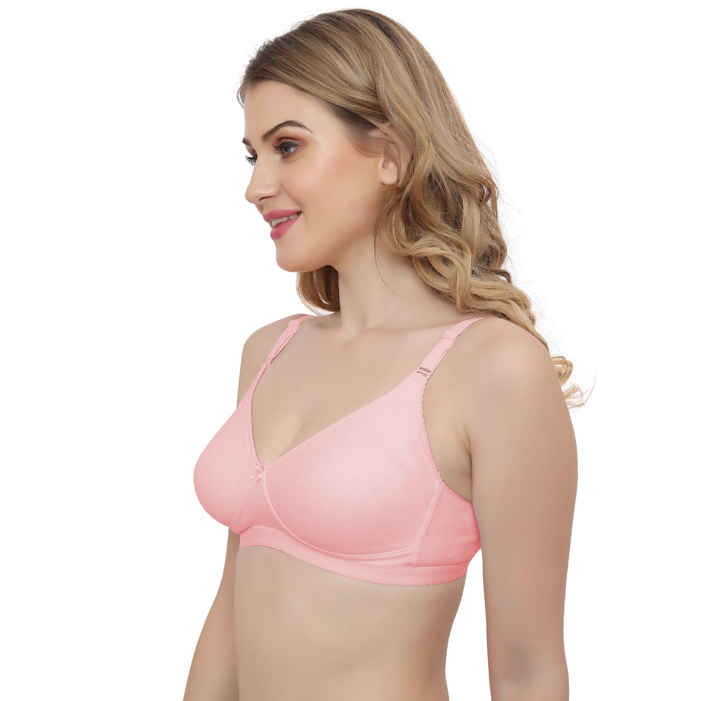 Plus Size Pink Non Padded Medium Coverage Daily Wear T Shirt Bra.