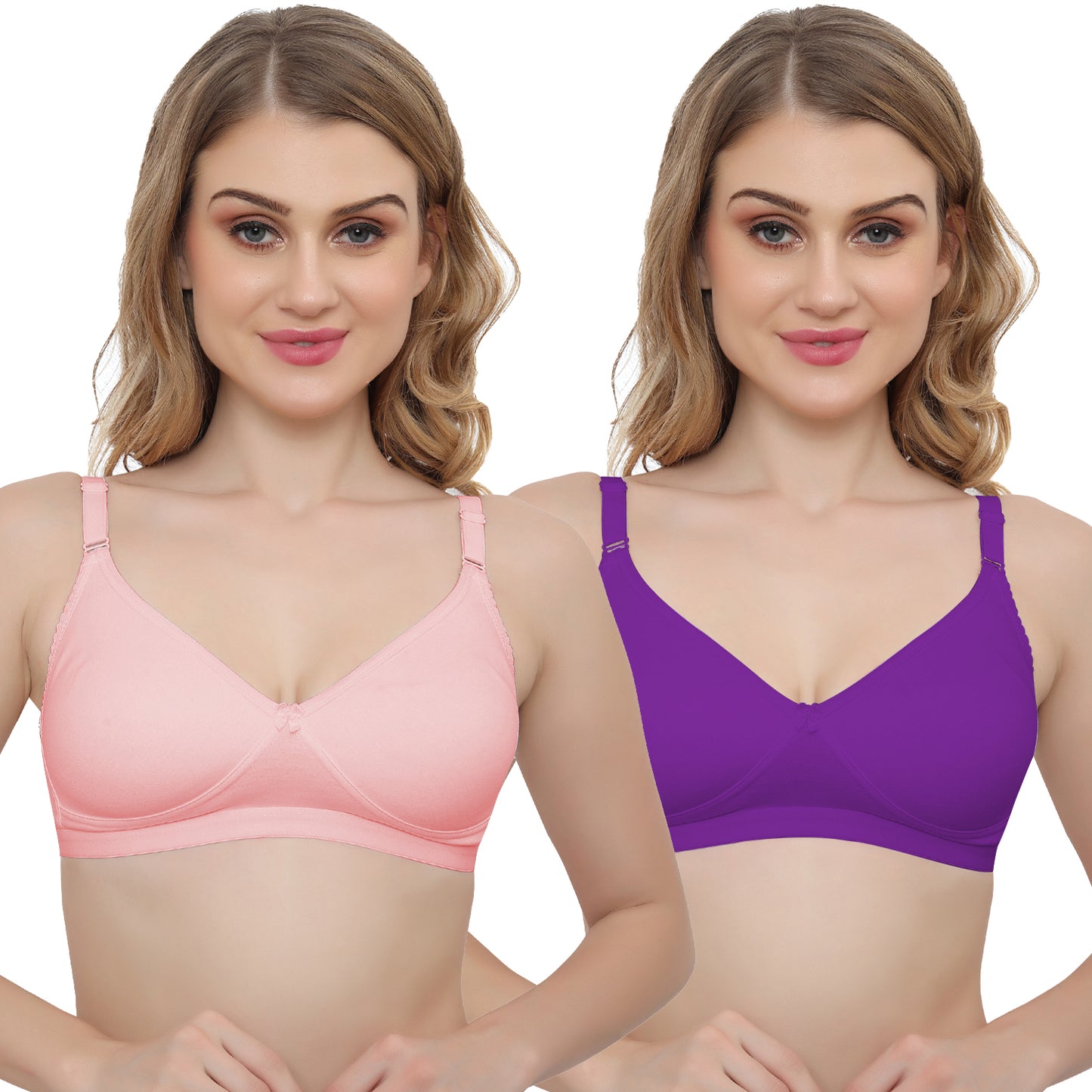 Plus Size Non Padded Medium Coverage Daily Wear T Shirt Bra Pack Of 2.